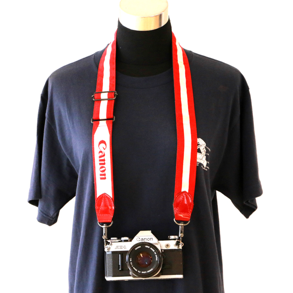 Canon ロゴ ストラップ ネイビー カメラストラップ 刺繍 キヤノン
